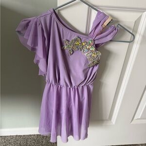 Weissman Lavender One-Shoulder Dress with Sparkling Details